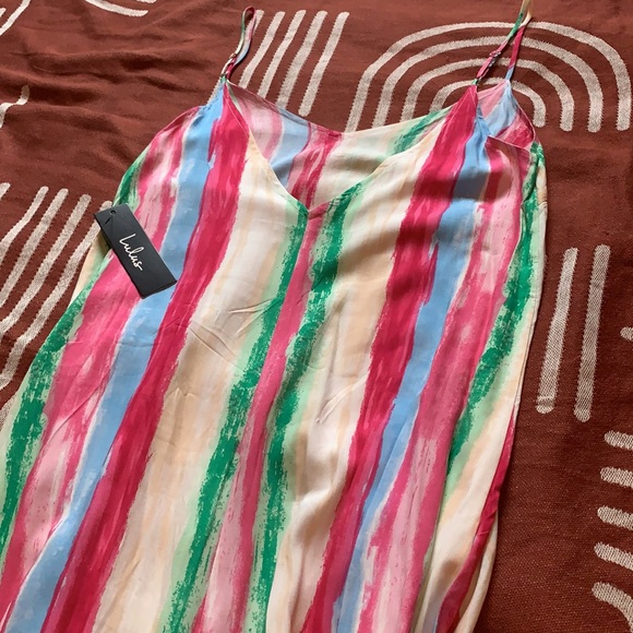 Lulu’s Brushstroke Multi Stripe High-Low Dress - Picture 7 of 10